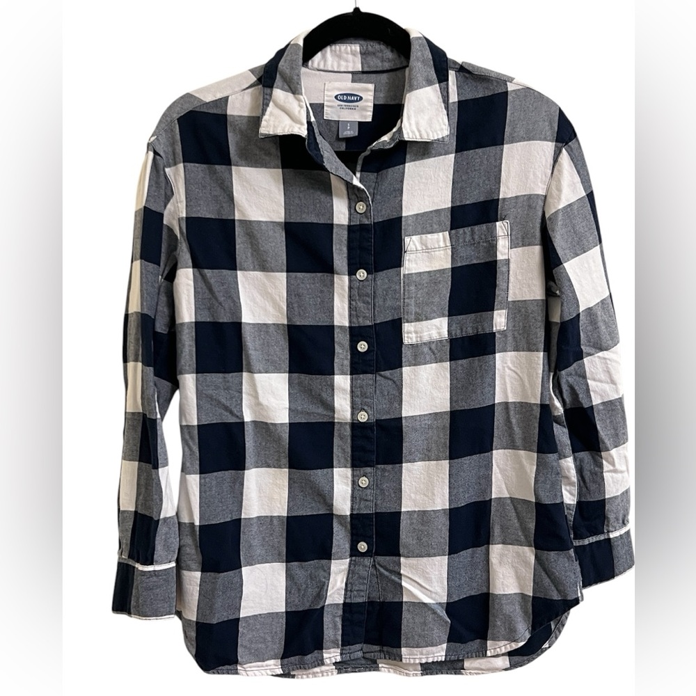 Old Navy Boyfriend Buffalo Plaid Flannel Button Up 100% cotton Small Cabin Ready